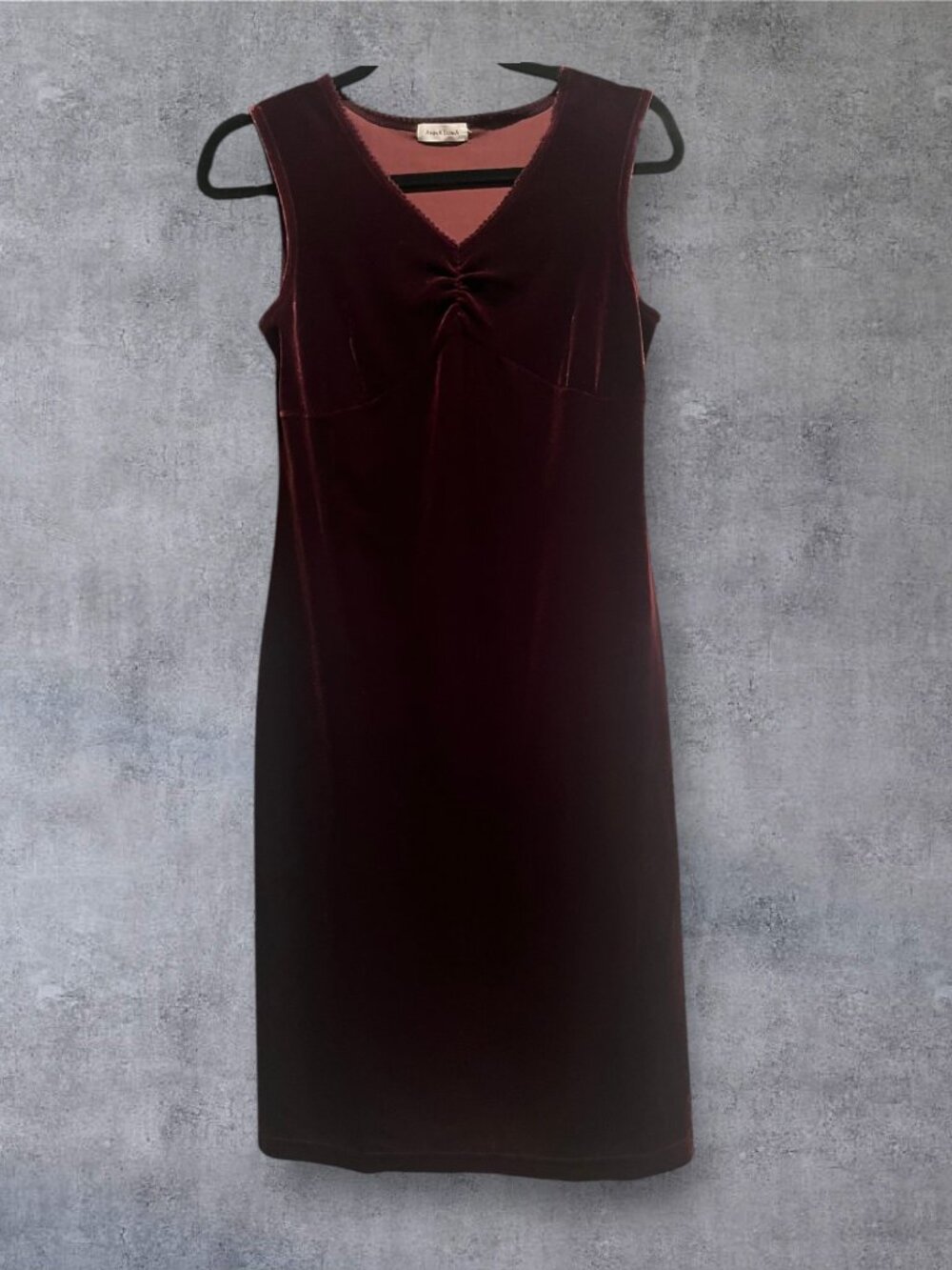 Anna Luna Burgundy Velour Sleeveless Midi Dress